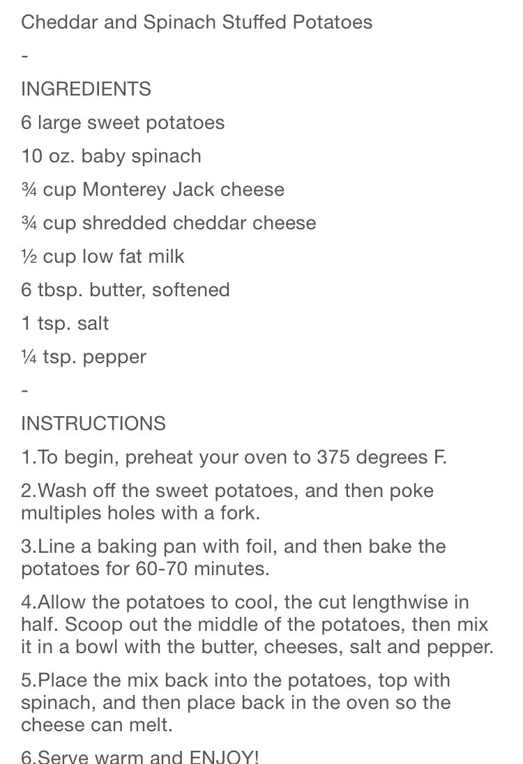 Cheddar And Spinach Stuffed Potatoes!!