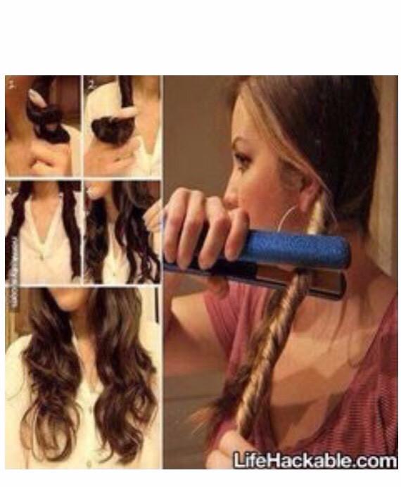 Straighten over twisted hair for light curls!