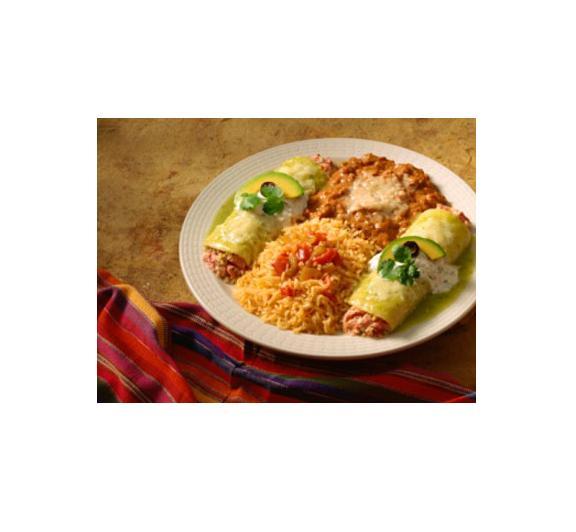 Enchiladas -
Create your own version of this Mexican favorite by layering rolled up corn tortillas filled with veggies, meat, and cheese in a slow cooker on top of salsa. Serve with extra salsa, hot sauce, sour cream, or guacamole.