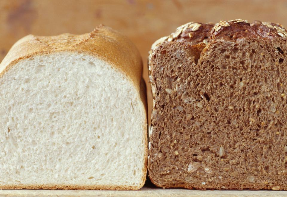 White bread is really fattening and brown bread is much better for you so switch to brown bread. Always check the label on foods so that you know that its not fattening and not good for you.