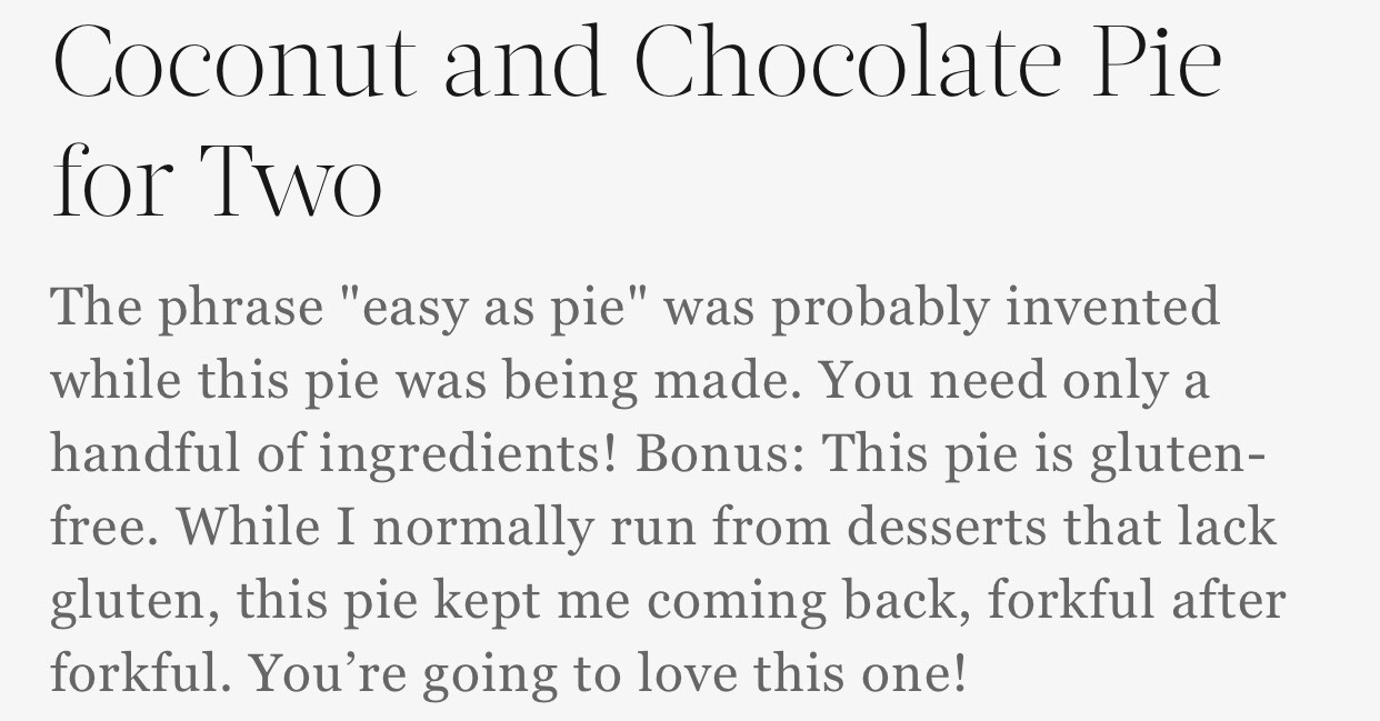 Coconut And Chocolate Pie For Two. Delicious!😋