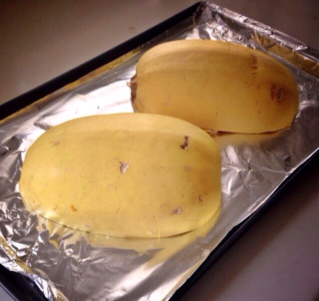 -> Put cut side down on a baking sheet
-> Bake at 350 F for 30 minutes