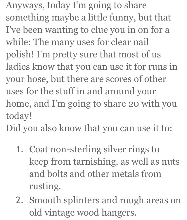2⃣0⃣ Household Uses For Clear Nail Polish! 🙏