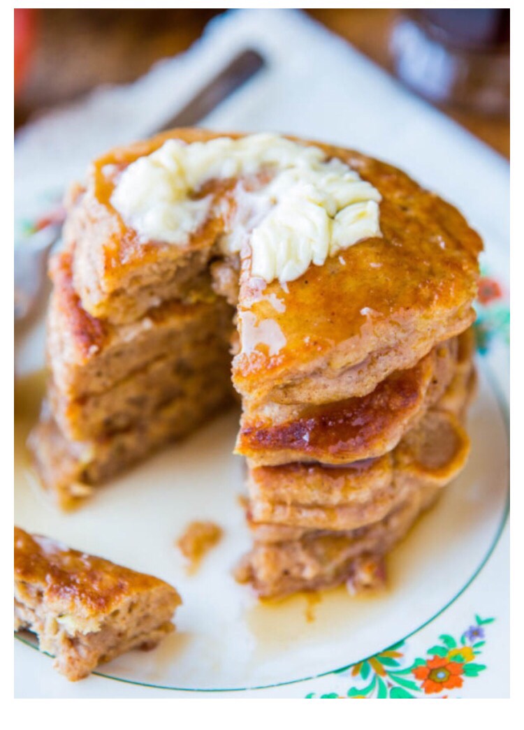 Apple Pie Pancakes With Vanilla Maple Syrup.😋