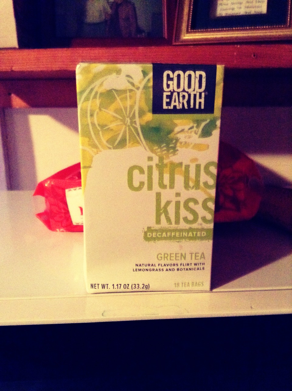 Again, more good earth :3
Green tea is great whenever and wherever if your trying to shed a few pounds (like me cx) 
I add a spoon full of honey, or nothing at all! 
