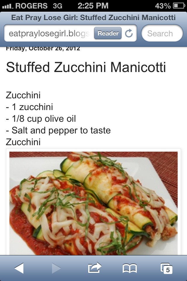 Stuffed Zucchini Manicotti