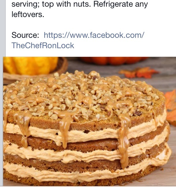 Layered Pumpkin Cake With Caramel And Pecans. 