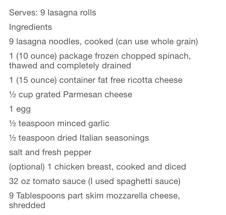 Healthy Spinach Lasagna Rolls.