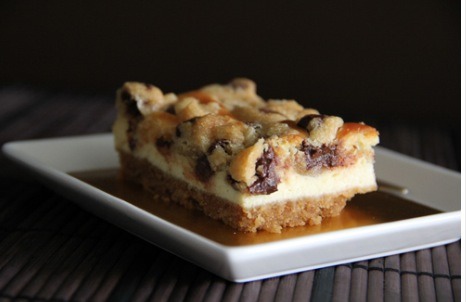 Chocolate Chip Cookie Dough Cheesecake Bars.