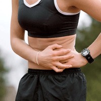 Ever get those sharp pains just below the rib cage that always pop up when you are working out? These are called side stitches; to get rid of it, take your fist and press it beneath your rib cage while taking deep breaths from your belly for about 10 steps, in about 30sec the pain should be gone!