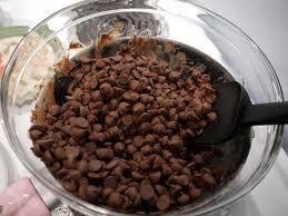 3.Stir the chocolate chips and then microwave in 15 second increments until the chips are fully melted