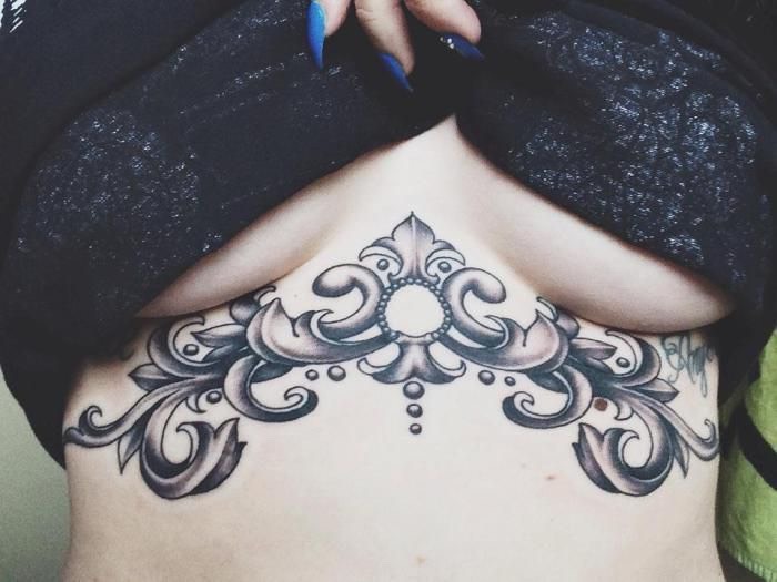 Beautiful Under Breast Tattoo Designs