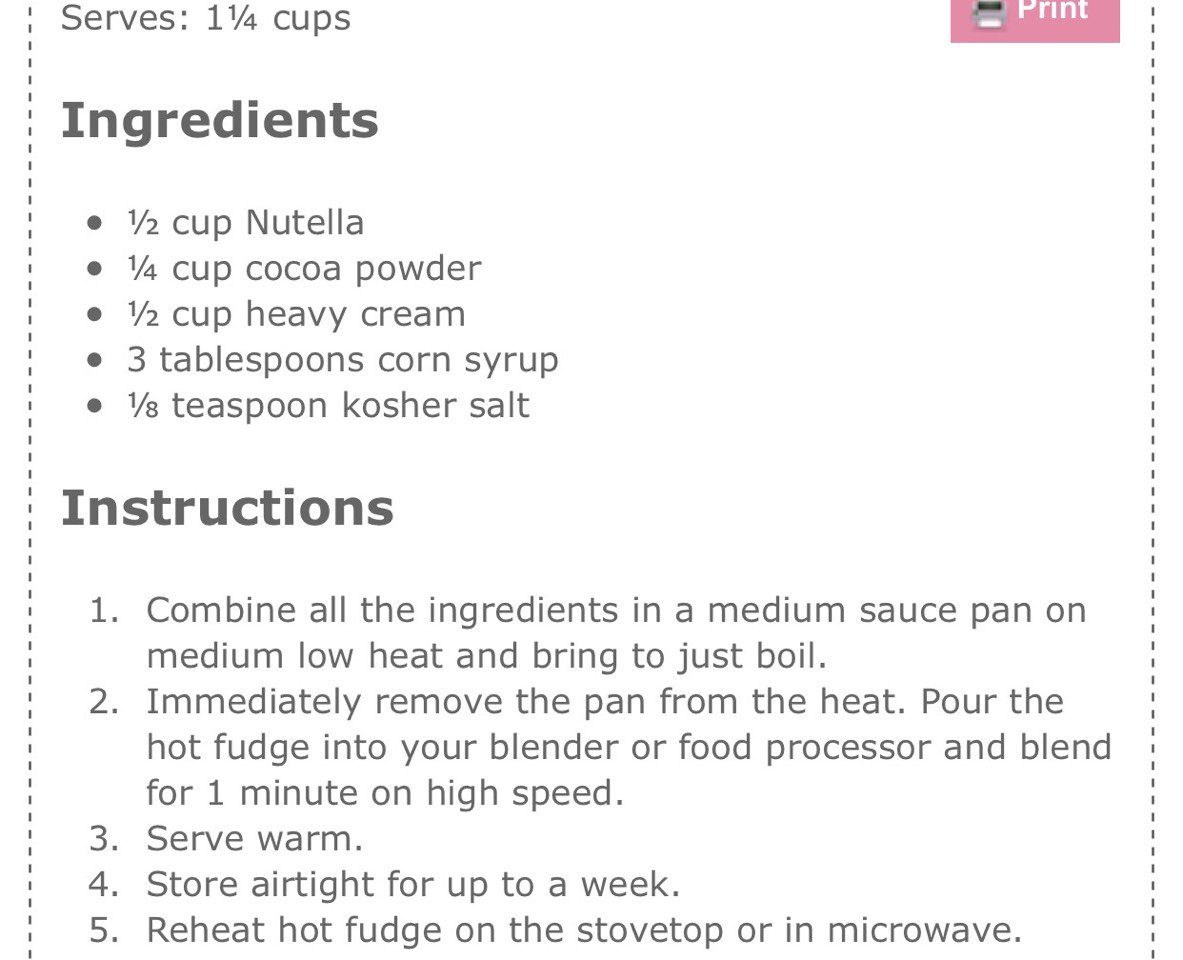 Nutella Hot Fudge Sauce. π Yum!