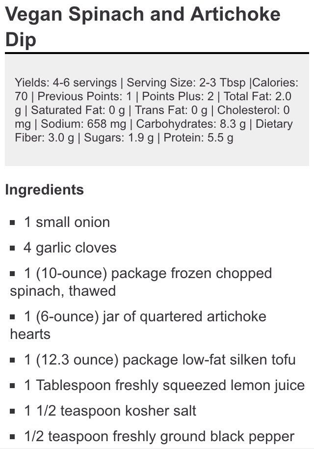 Vegan Spinach and Artichoke  Dip