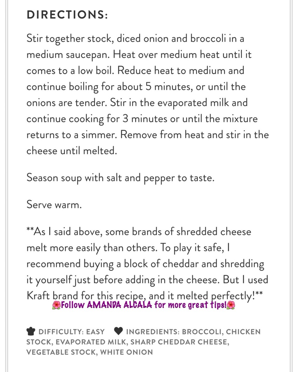 🔹🔹 5 Ingredient Broccoli Cheese Soup! 🔹🔹 #tipit