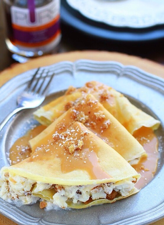 Maple pecan praline crepe cake