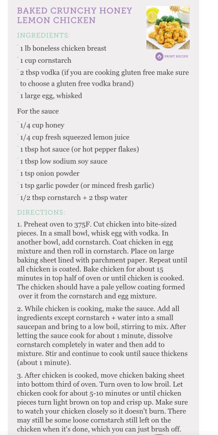 Baked Crunchy Honey Lemon Chicken