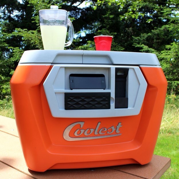 #9	A cooler that does literally everything 
(Makes frozen drinks) (iPod speaker) (freezer) (water dispenser)(cup and plate storage)
Check this device out on YouTube! Coolest cooler   