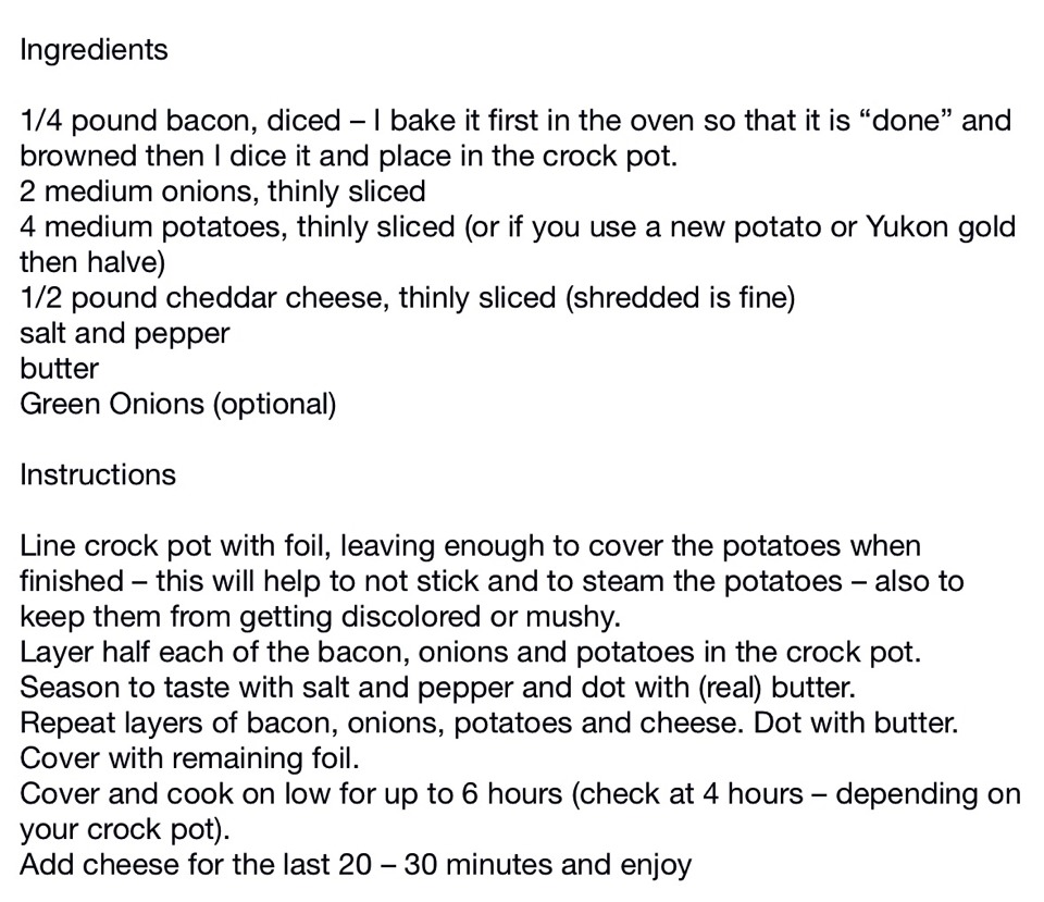 ✨💕Crock Pot Bacon & Cheese Potatoes💕✨