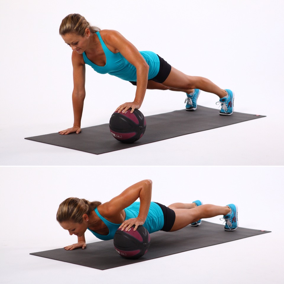 1. Medicine Ball Pushups (4 sets, 8 reps)