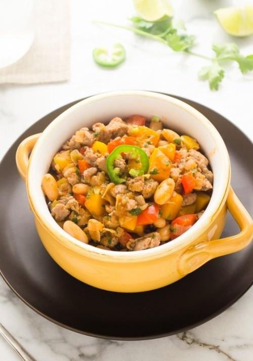 4. Turkey Sausage Jalapeño White Bean Chili 