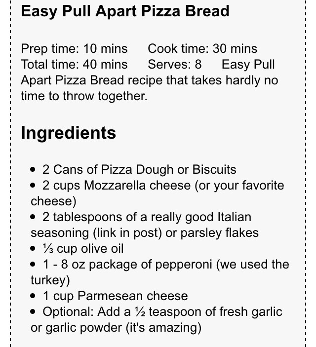 EASY PULL APART PIZZA BREAD