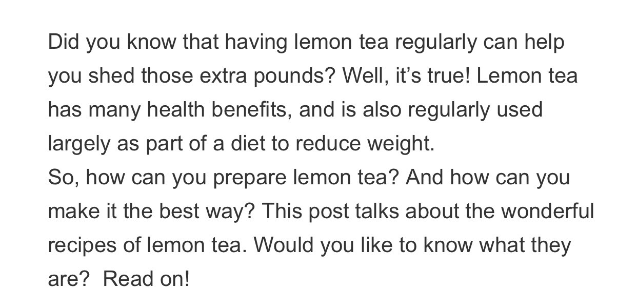 3⃣ Lemon Tea Recipes For Weight Loss. 😍