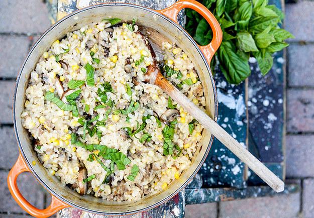 10. Baked Corn, Mushroom and Sausage Risotto 