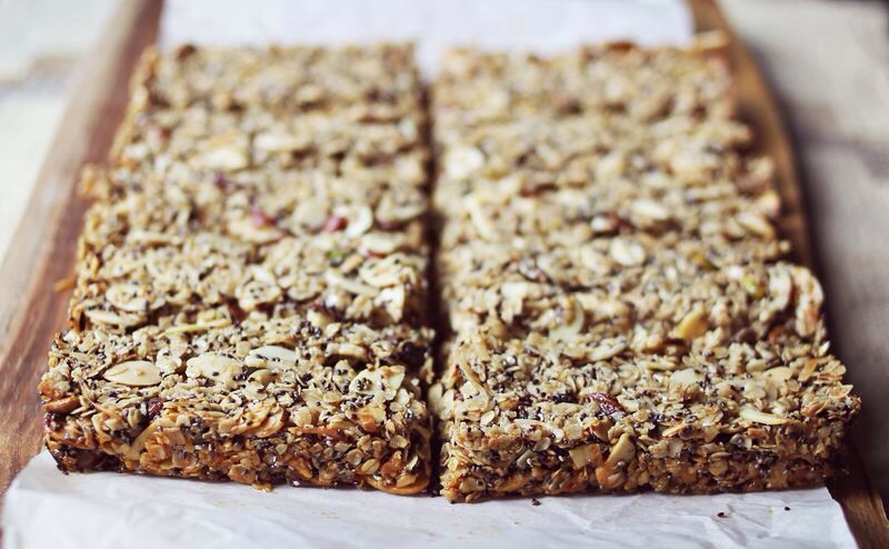 Remove the granola from the pan and cut into bars. The granola bars will be soft so be careful removing them from the pan.