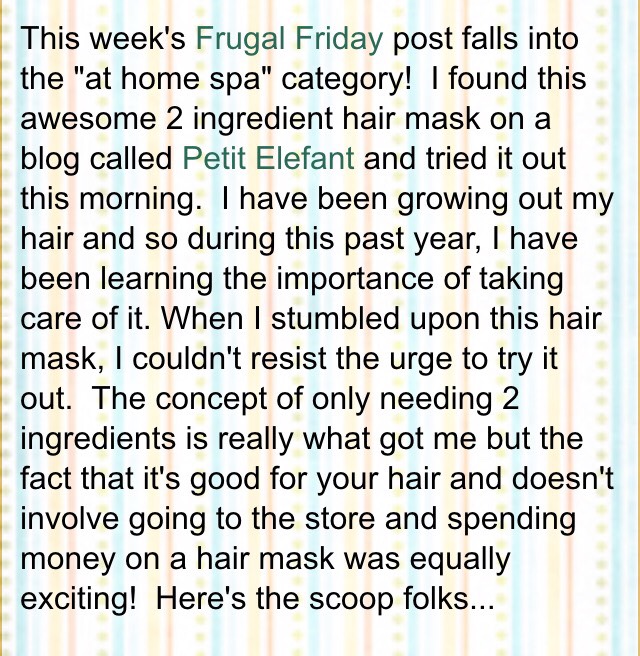 2 INGREDIENT SUPER MOISTURIZING HAIR MASK!