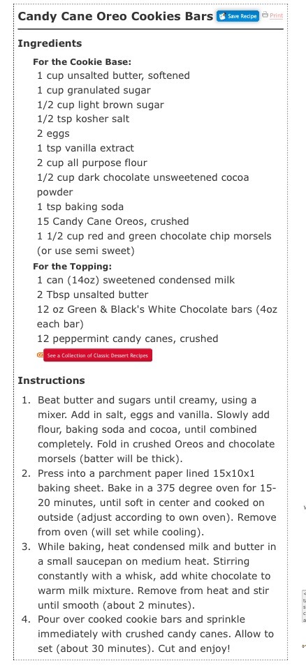 ✨ Candy Cane Oreo Cookie Bar✨😋