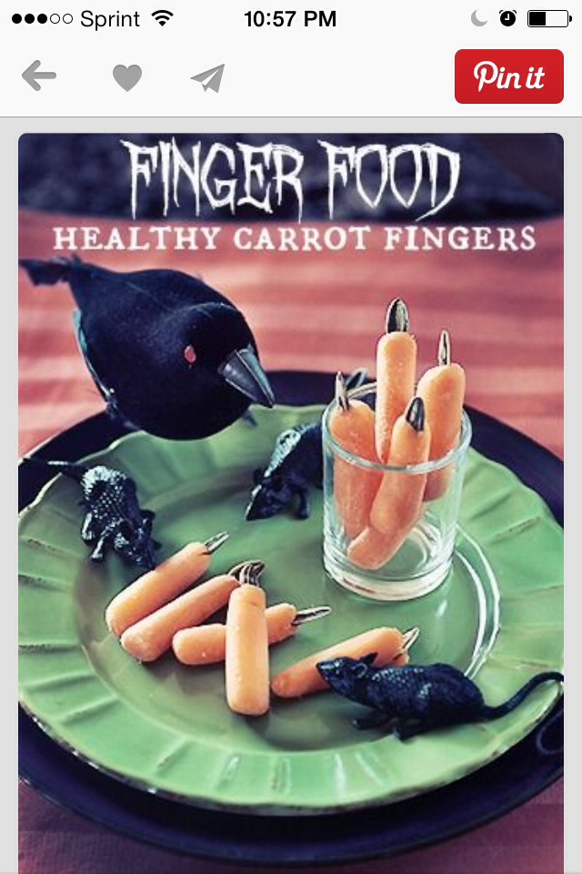 Baby cut carrots and sunflower seeds for the nails