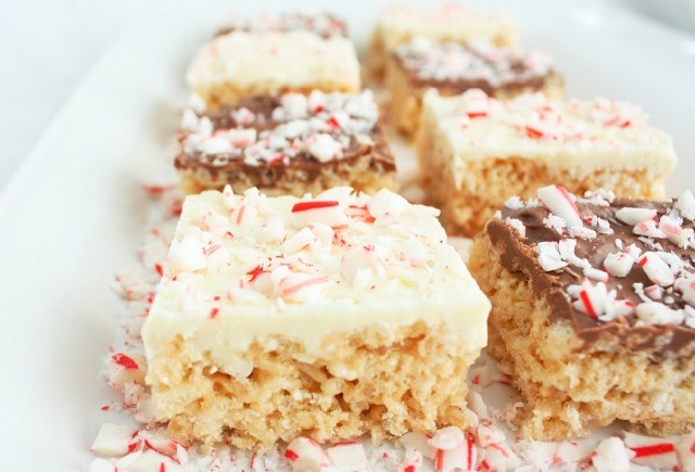 Remove from heat and stir in peppermint extract. Gently fold in Rice Krispies cereal until mixture is evenly coated. Pour mixture into buttered baking dish, and with a greased spatula evenly spread and gently press mixture into pan, set aside