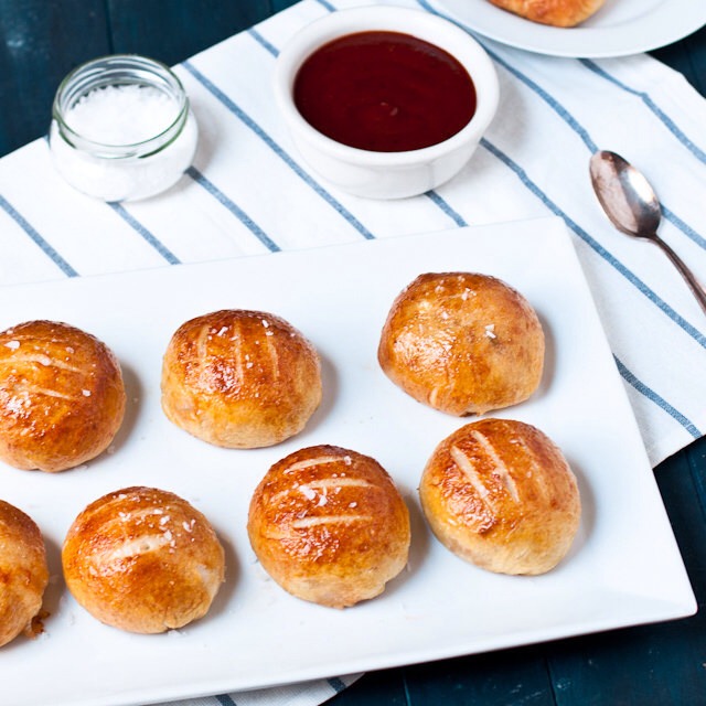 Honey Barbecue Pulled Pork Stuffed Pretzel Rolls