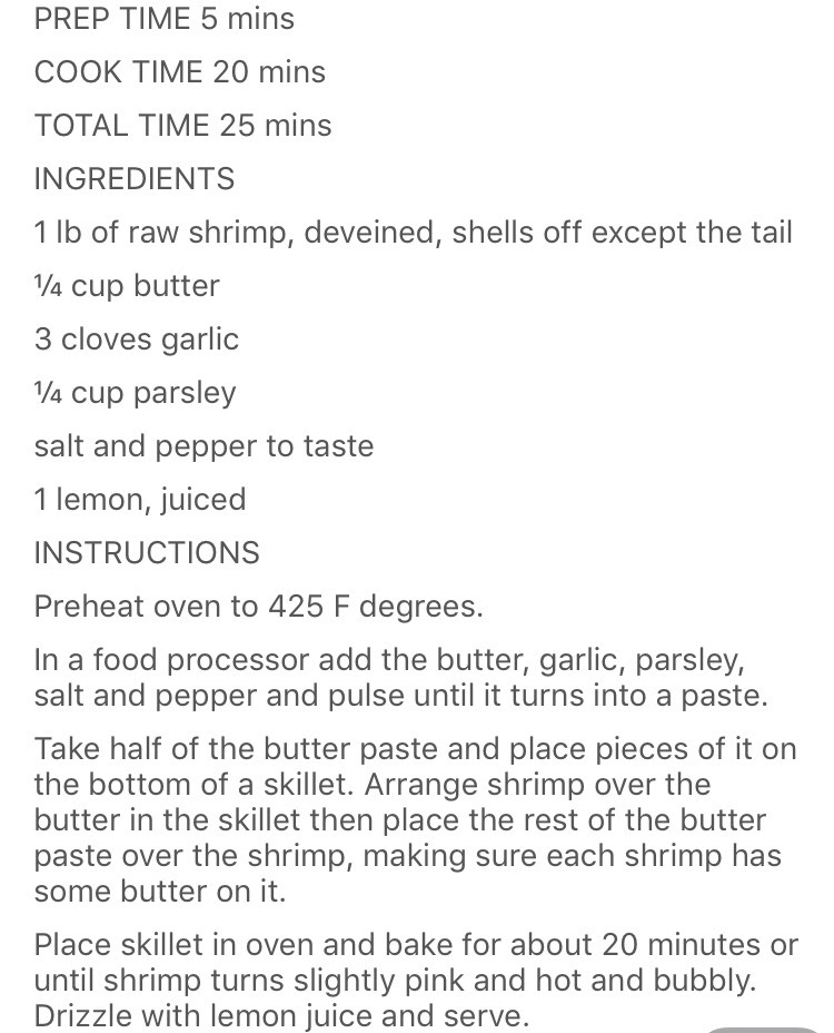 Garlic And Parsley Butter Shrimp 