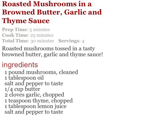 Roasted Mushrooms In Brown Butter Tyme Sauce #SpringForward