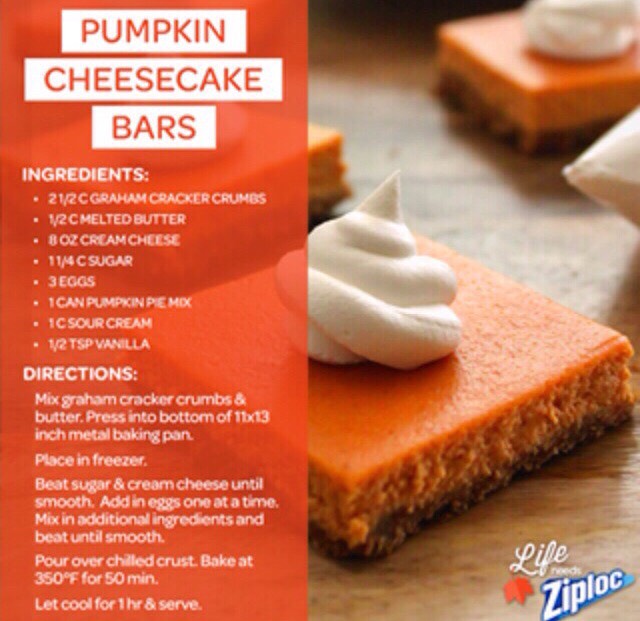 Pumpkin Cheesecake Bars ❤️