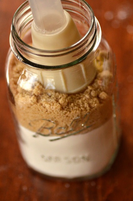 Tamp brown sugar.