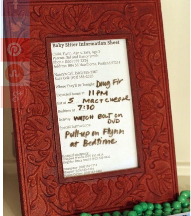 Here's a awesome idea to ensure your babysitter knows everything when your out :)