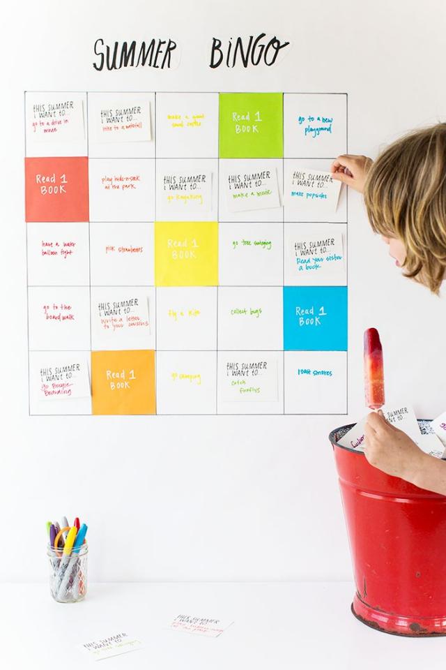 Summer bingo!! Make a bingo chart of all the things you'd like to do this summer. This is a great idea for kids or siblings, or even for yourself and your friends. Check it out here:

http://sayyes.com/2015/06/summer-bucket-list-bingo.html?utm_content=buffer954ec&utm_medium=social&utm_source=pinte