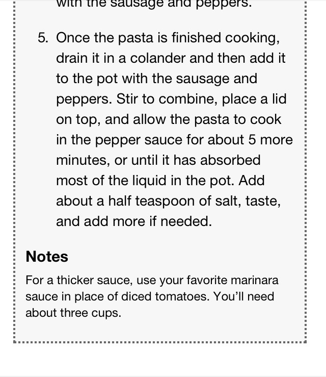 Pepper And Italian Sausage Pasta 