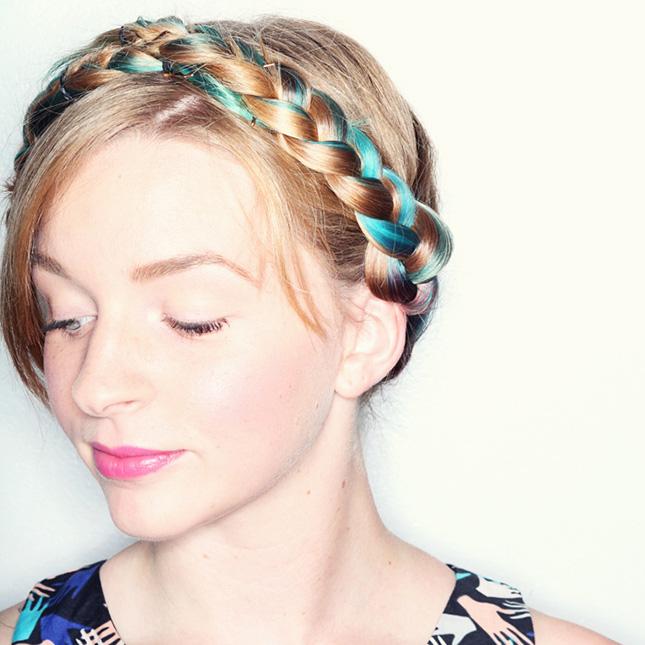 15. Milkmaid Braids: Yes, this is your standard milkmaid braid tutorial, but just take a look at how the ‘do looks on a two-toned head of hair—it’s pretty amazing, and we’re itching to try it out! Thankfully, we have a supply hair chalk to help facilitate a striking contrast color.(via Keiko Lynn)