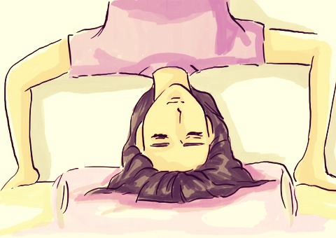 Hang your head upside down. Even though it is uncomfortable, hang that way for 4 minutes. This gets the blood to your head to increase circulation.
