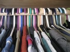 On June 1st, turn all your hangers backwards. As you wear clothes, turn the hanger around. Anything that is still backwards on June 1, repurpose or donate, GOOD IDEA.