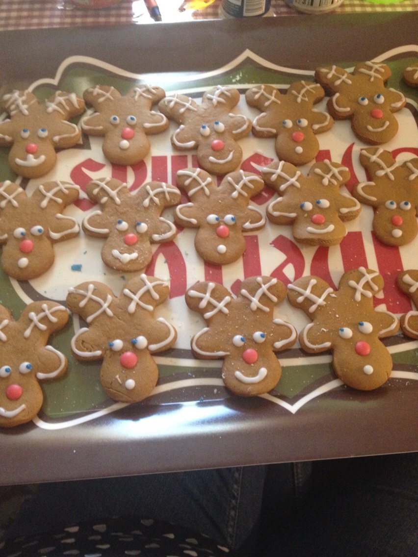 Flip the cookies around so the head is down and use frosting to decorate, it's so easy!