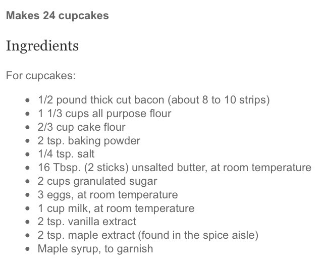 Maple Bacon Cupcake Recipe