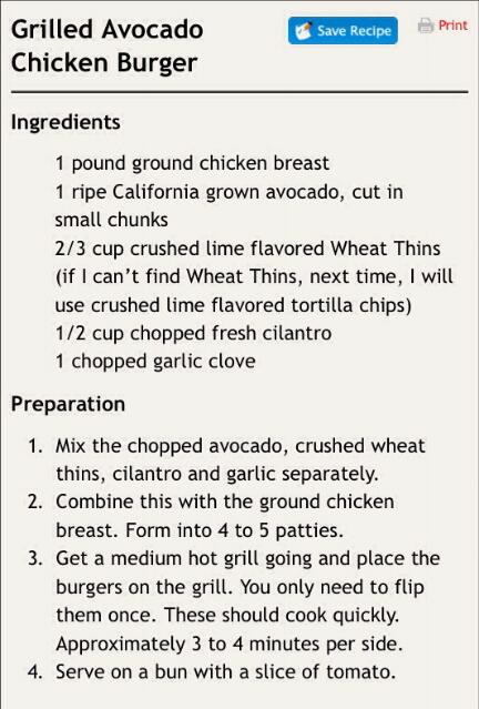 Grilled Avocado Chicken Burger