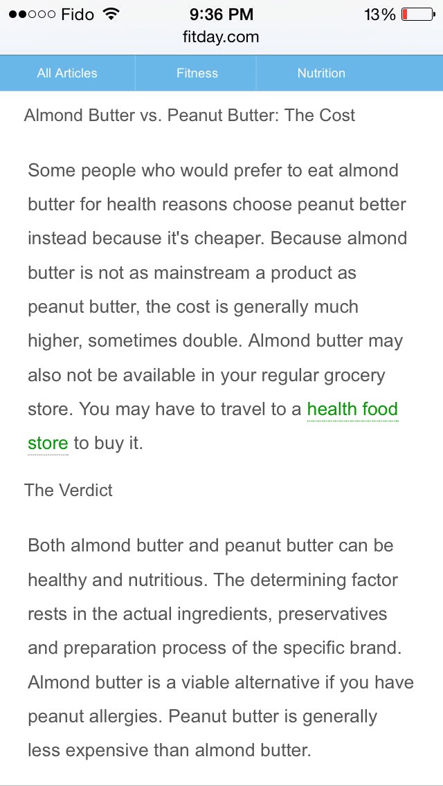 Almond Butter VS Peanut Butter