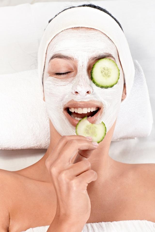 Wash your face in the morning and at night. Apply a face mask once a week. Apply hand cream whenever possible and stay well-moisturized. 