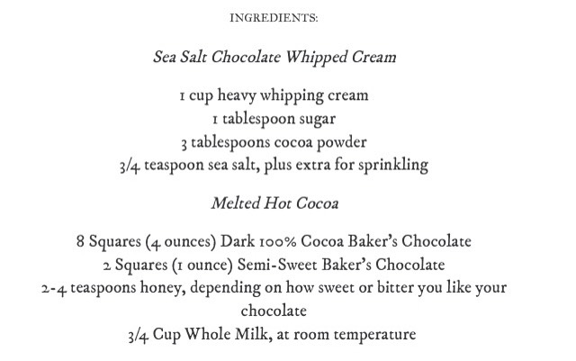 Sea Salted Whipped Cream Topped Hot Chocolate